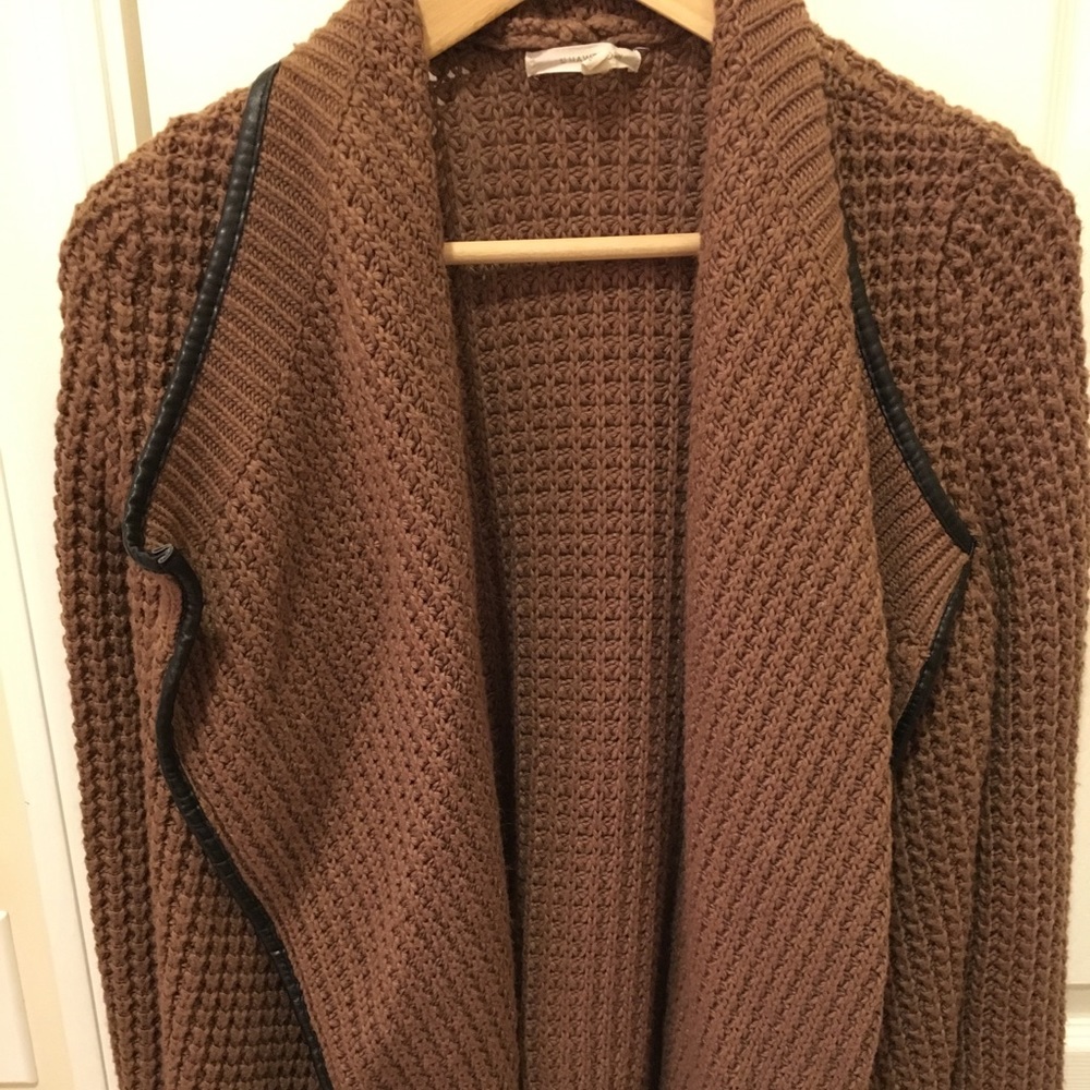 Oversized cashmere and leather trimmed sweater